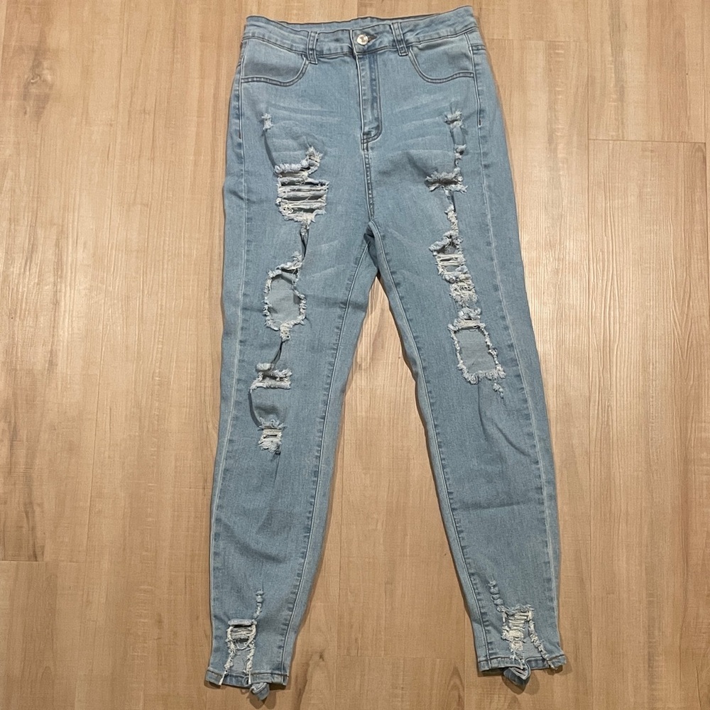 Light Blue Distressed Skinny Jeans